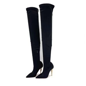 NEW Christian Louboutin Lipstrass Botta Alta Crystal Embellished OTK Boots 36